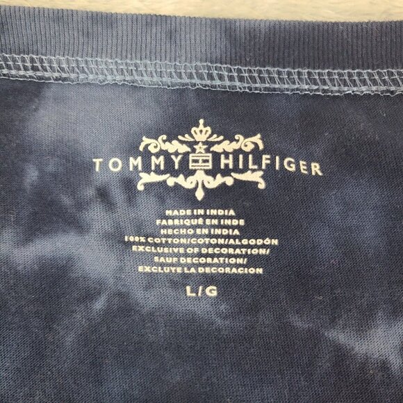 Tommy Hilfiger Women's Size Large Tie Dye Short Sleeve Tee Shirt Blue - Picture 4 of 7
